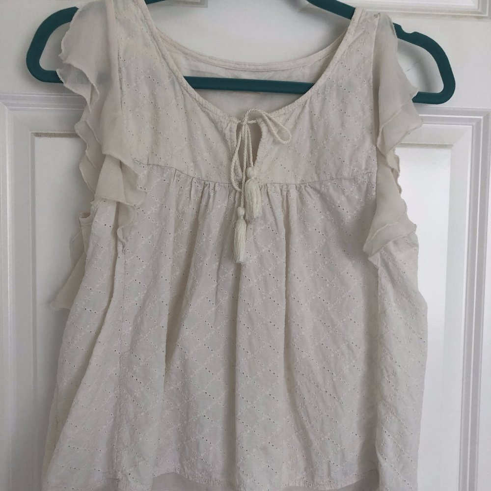 Ruffled White Eyelet Babydoll Top